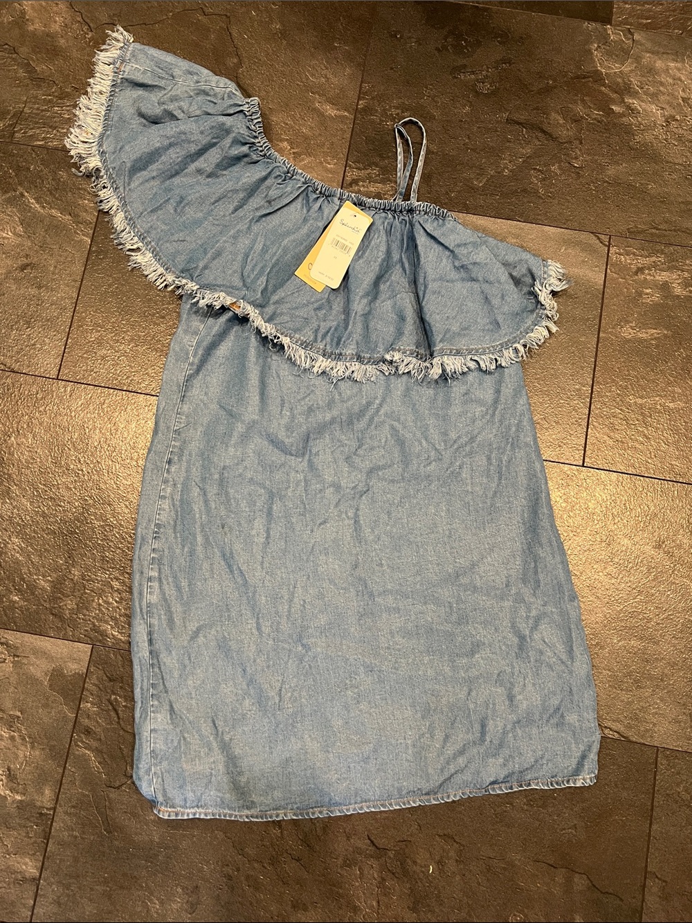 Splendid One-Shoulder Light Blue chambray women’s dress